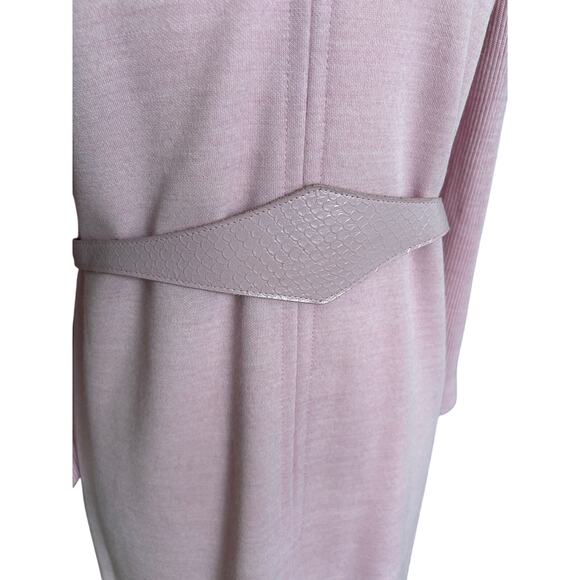 Vintage Leslie Fay 70s 80s Mauve Purple Belted Sheath Wool? Midi Dress size 12 P - Picture 10 of 11